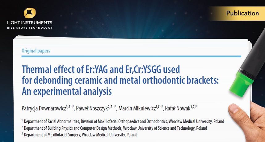Thermal effect of Er:YAG and Er,Cr:YSGG used for debonding ceramic and metal orthodontic brackets: An experimental analysis